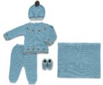 Completo Nascita 5 Pz Tricot Azzurro Juliana