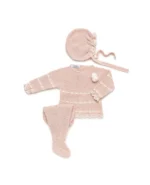 Completo Nascita 3 Pz Tricot Rosa con Fiocco Juliana - immagine 3